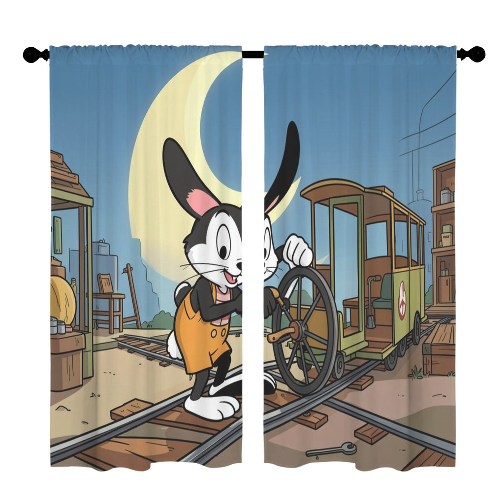 Oswald Moonlit Trolley 52 x 84 in Window Curtain Set