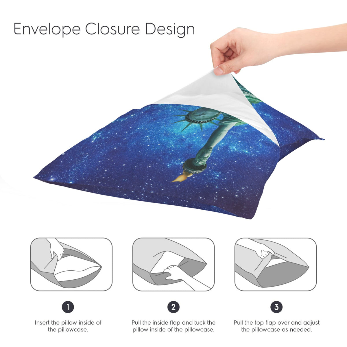 Statue Torch Starry Sky 16 x 16 in Envelope Pillow Case