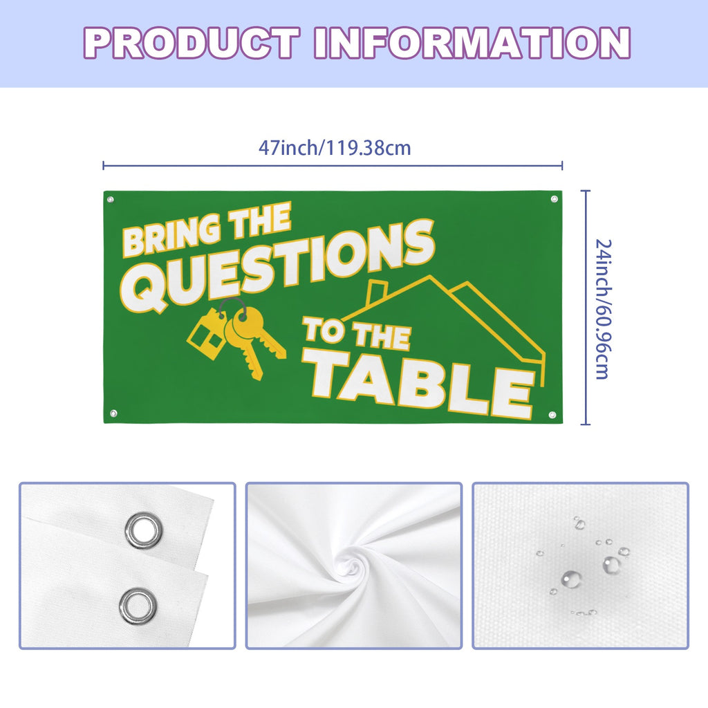 Bring the Questions to the Table 47 x 24 in Festival Banner