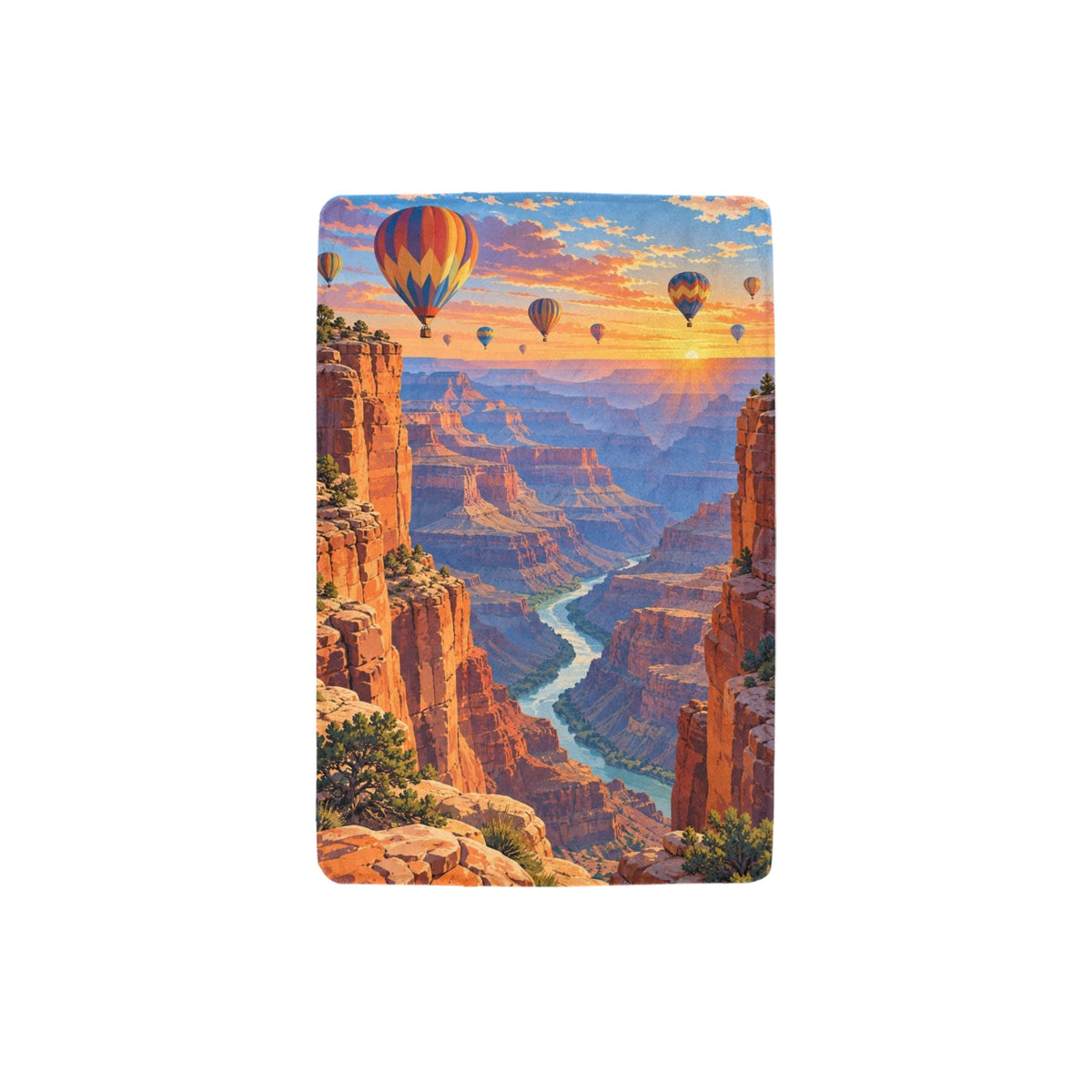 Grand Canyon Balloon Caravan 32 x 48 in Micro Fleece Blanket