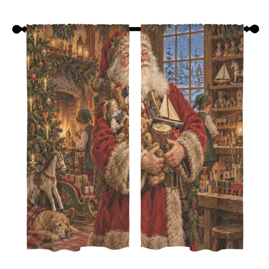Nast Santa Toy Workshop 52 x 84 in Window Curtain Set