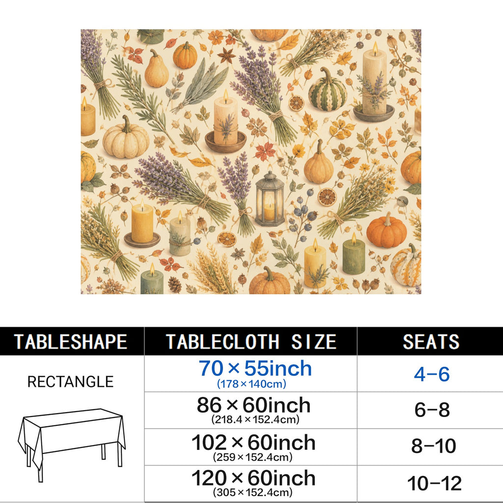 Gourd Candles 178cm x 140cm Rectangular Tablecloth 70x55inch (QUE)