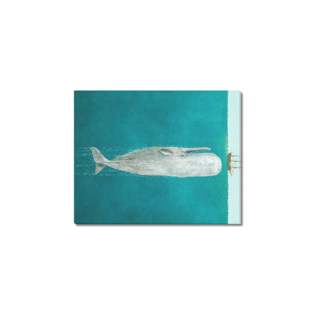 Whale Beneath a Sailing Ship Frame Canvas Print 8"x10"
