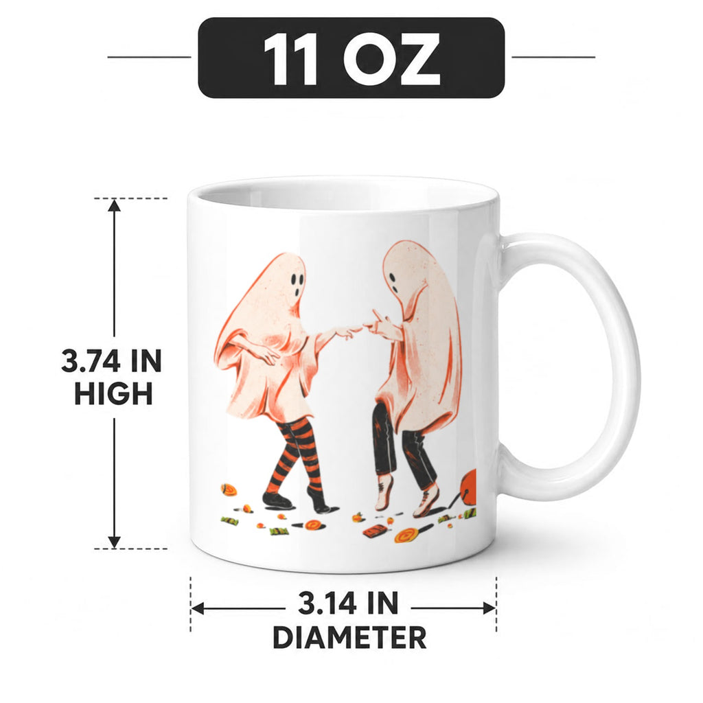 Friendly Skeleton Dance 11 oz White Ceramic Mug