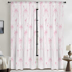 Coquette Ribbon Bows 52 x 84 in Window Curtain Set