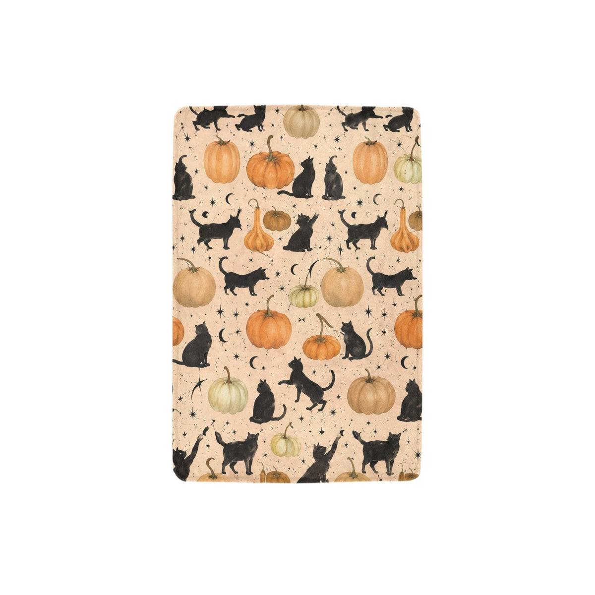 Black Cat on the Crescent Roof 32 x 48 in Micro Fleece Blanket