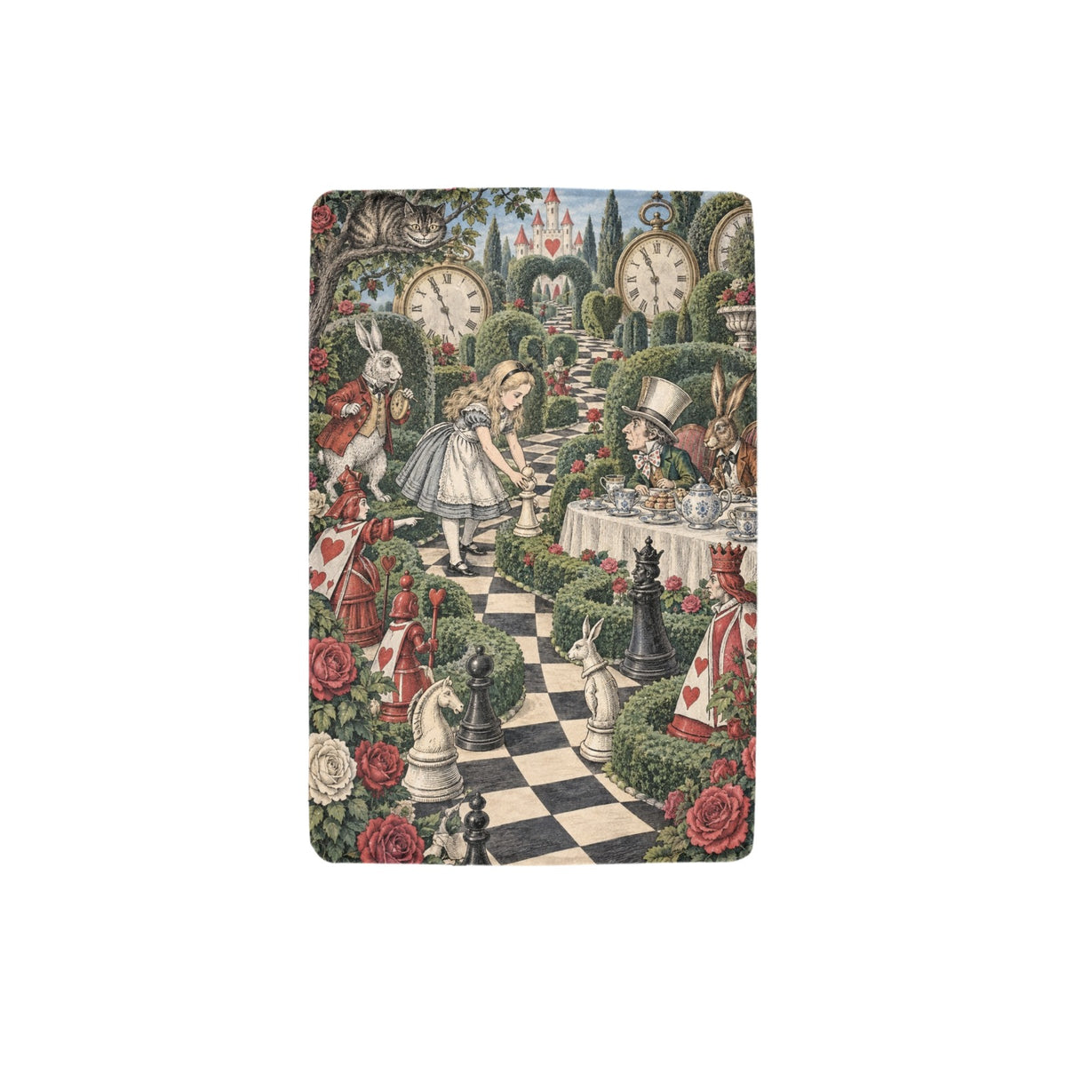 Alice Clockwork Chess Garden 32 x 48 in Micro Fleece Blanket