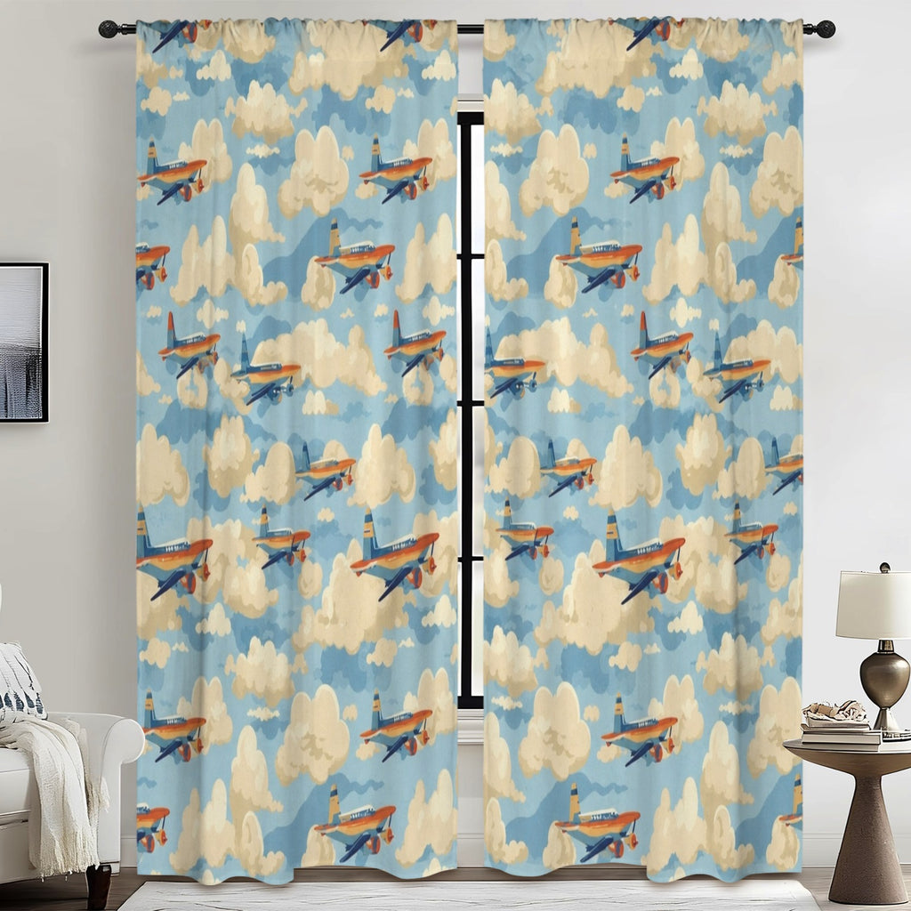 Wright Flyer Blueprint 52 x 84 in Window Curtain Set