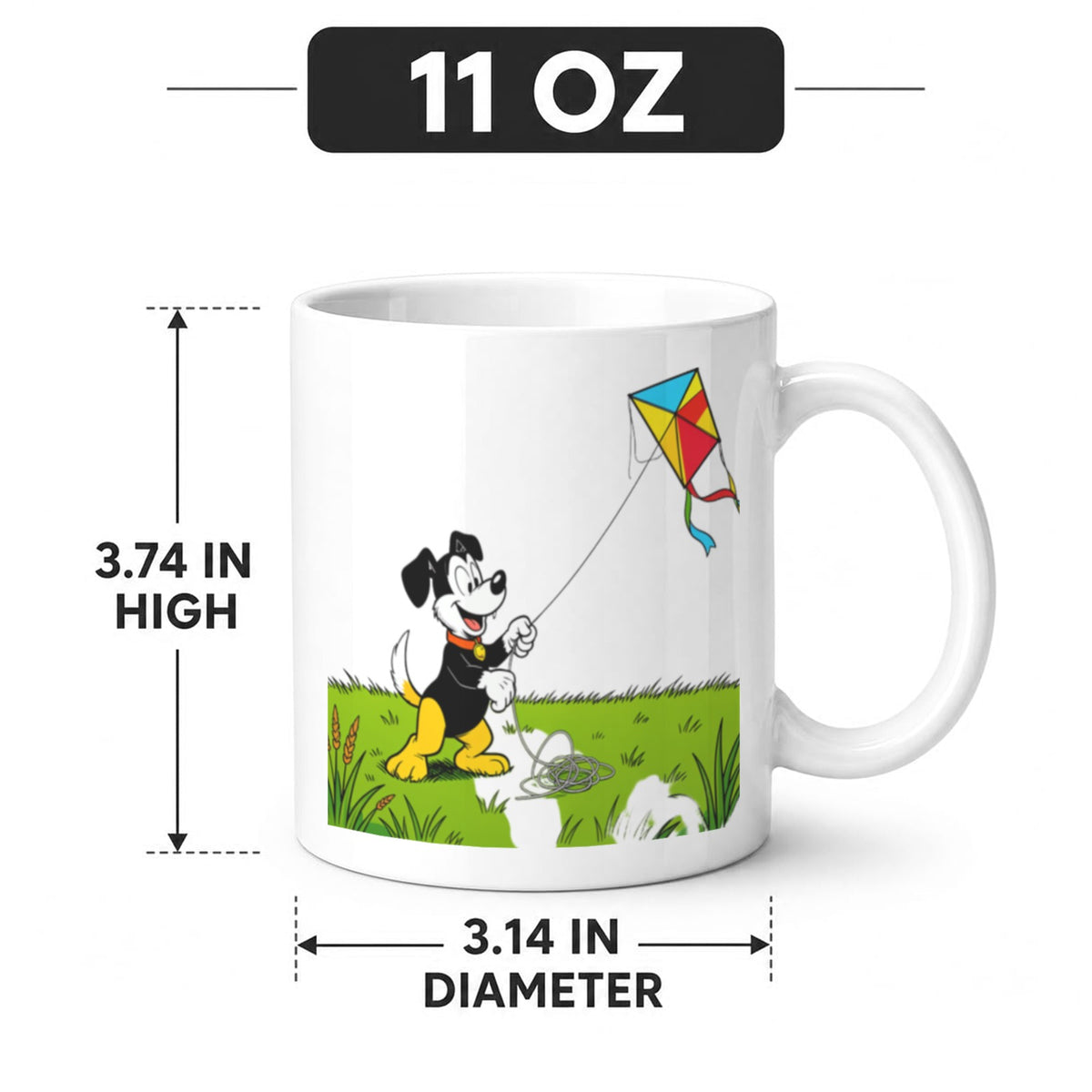 Early Pluto Meadow Kite Rover 11 oz White Ceramic Mug
