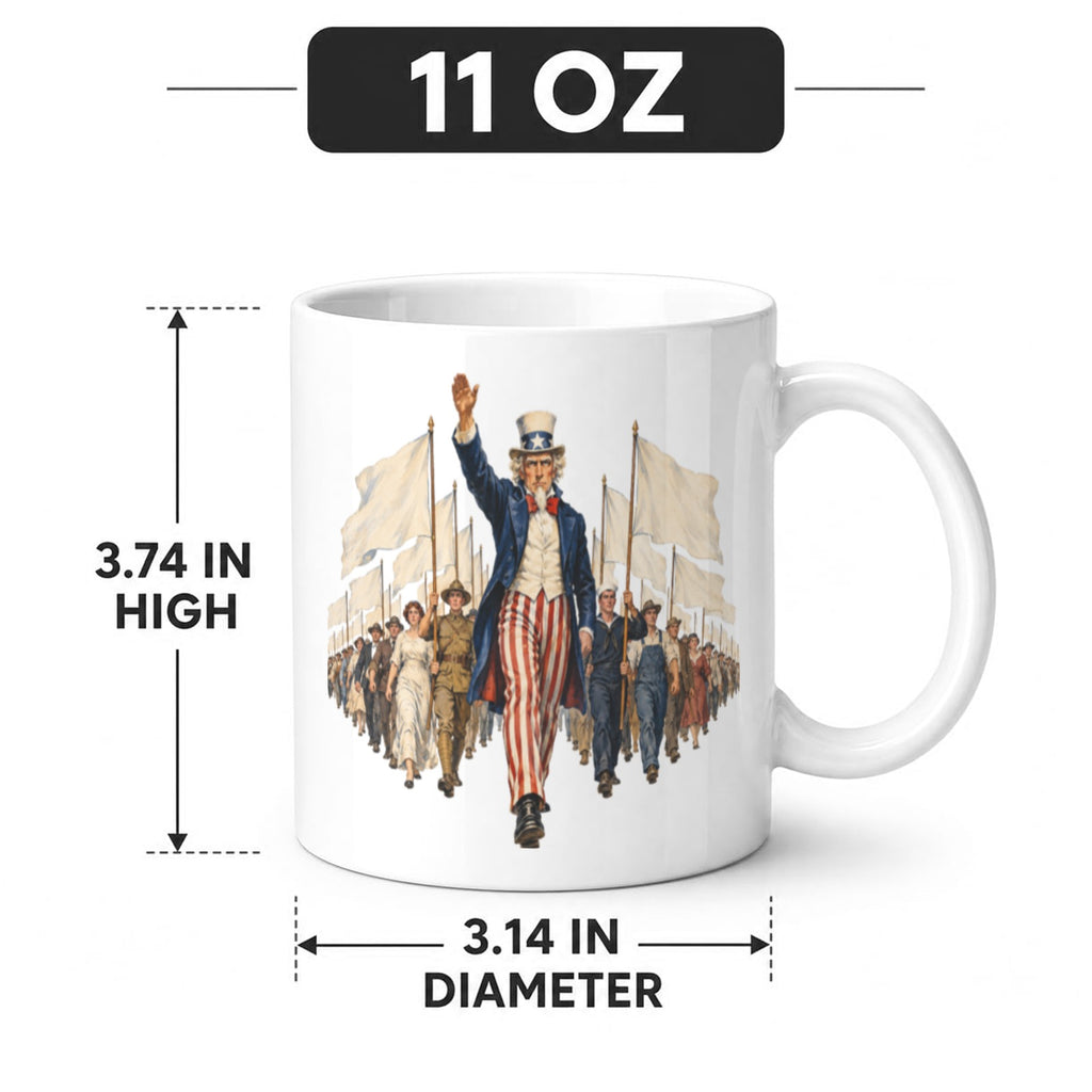 Uncle Sam Parade 11 oz White Ceramic Mug