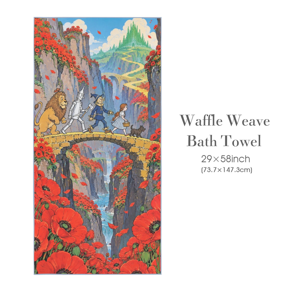 Oz Friends Poppy Canyon 29"x58" (QUE) Waffle Weave Bath Towel