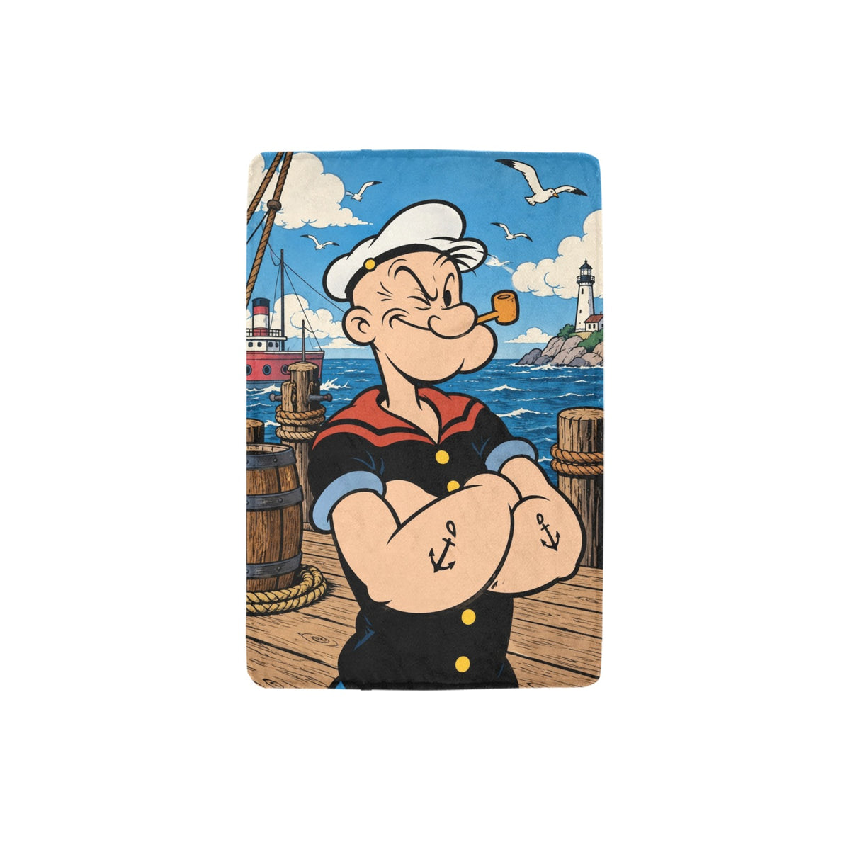 Popeye Pipe-and-Cap Portrait 32 x 48 in Micro Fleece Blanket