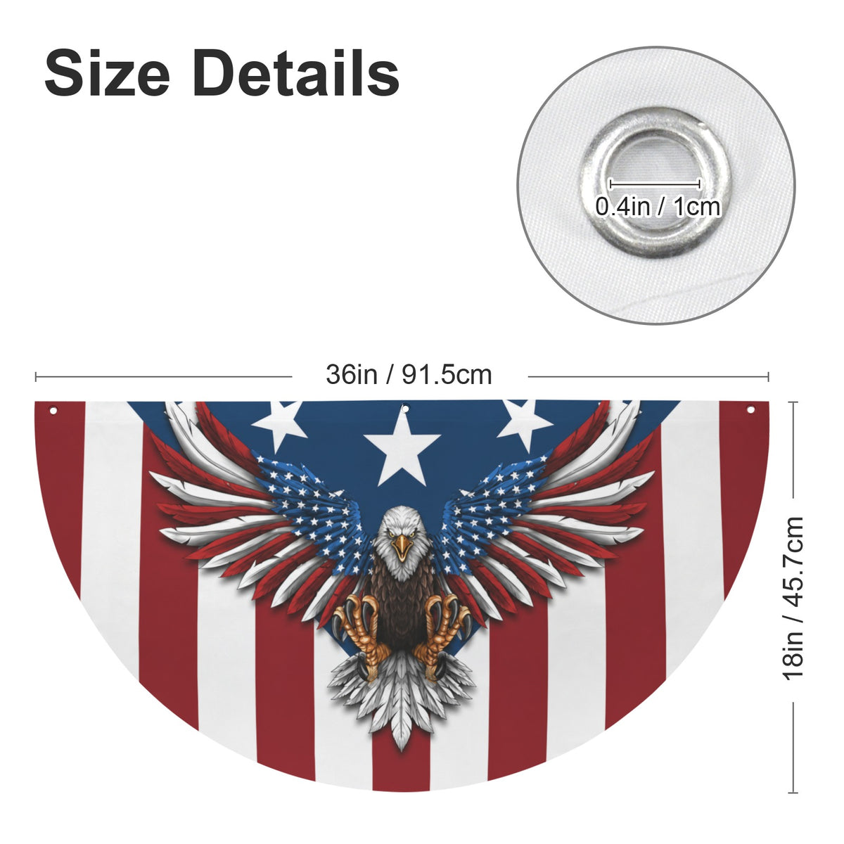 Bald Eagle Civic Emblem 36 x 18 in Semi Circle Flag