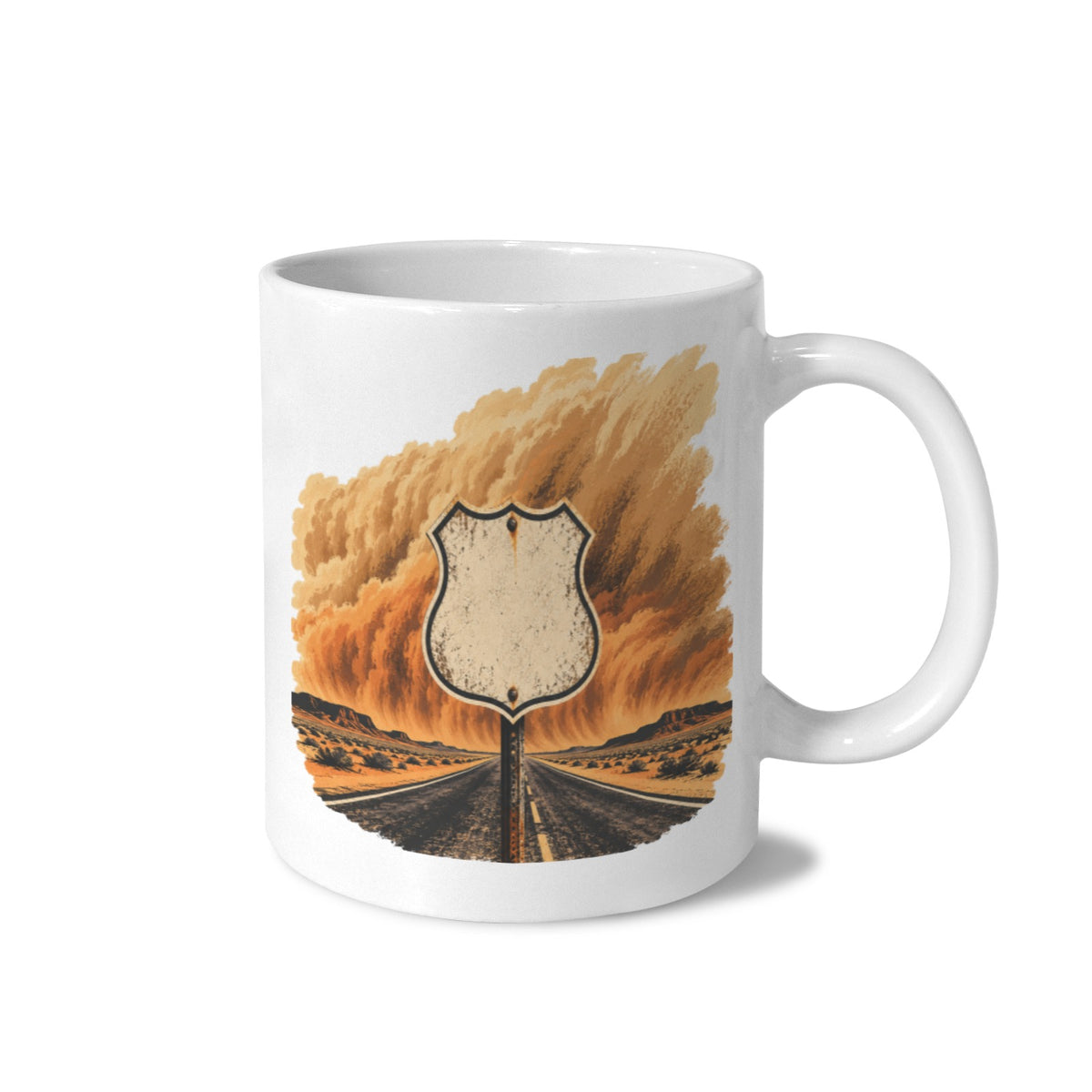 Route 66 Dust Marker 11 oz White Ceramic Mug