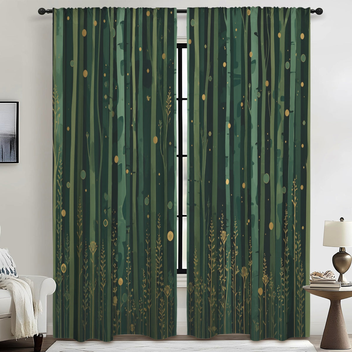 Bamboo Forest Pattern 52 x 84 in Window Curtain Set