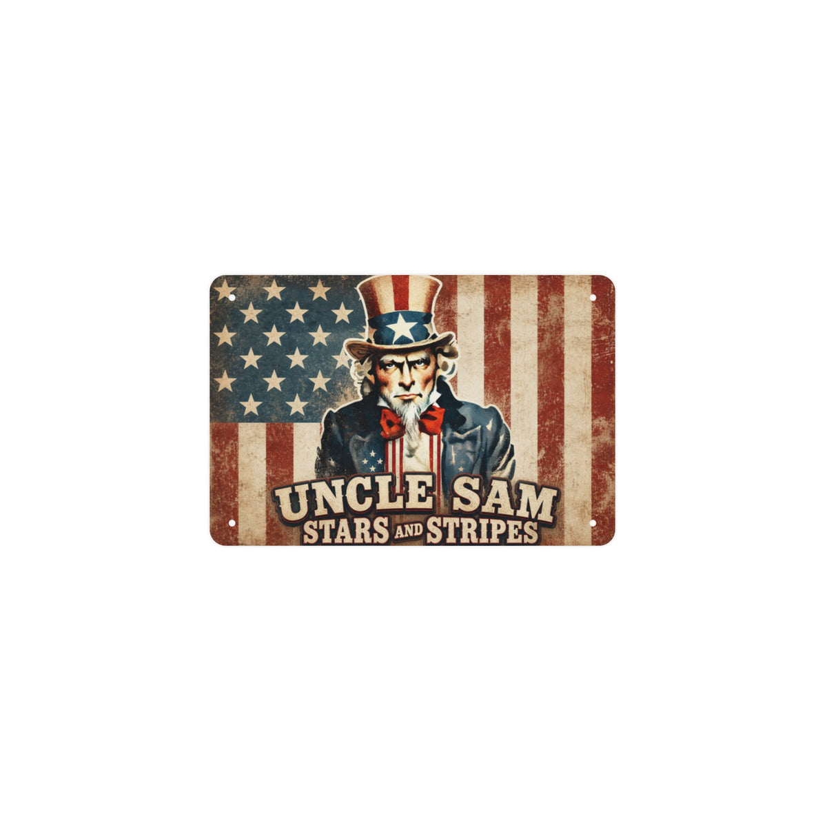 Uncle Sam Stars and Stripes 12 x 8 in Metal Tin Sign