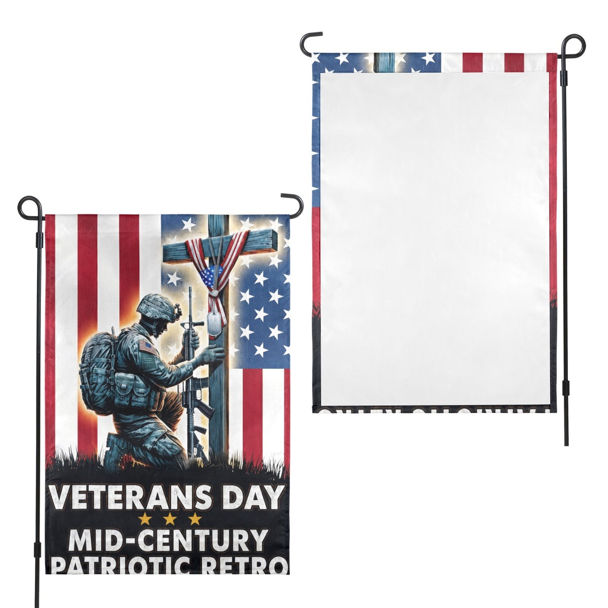 Veterans Day mid-century patriotic retro 12 x 18 in Garden Flag
