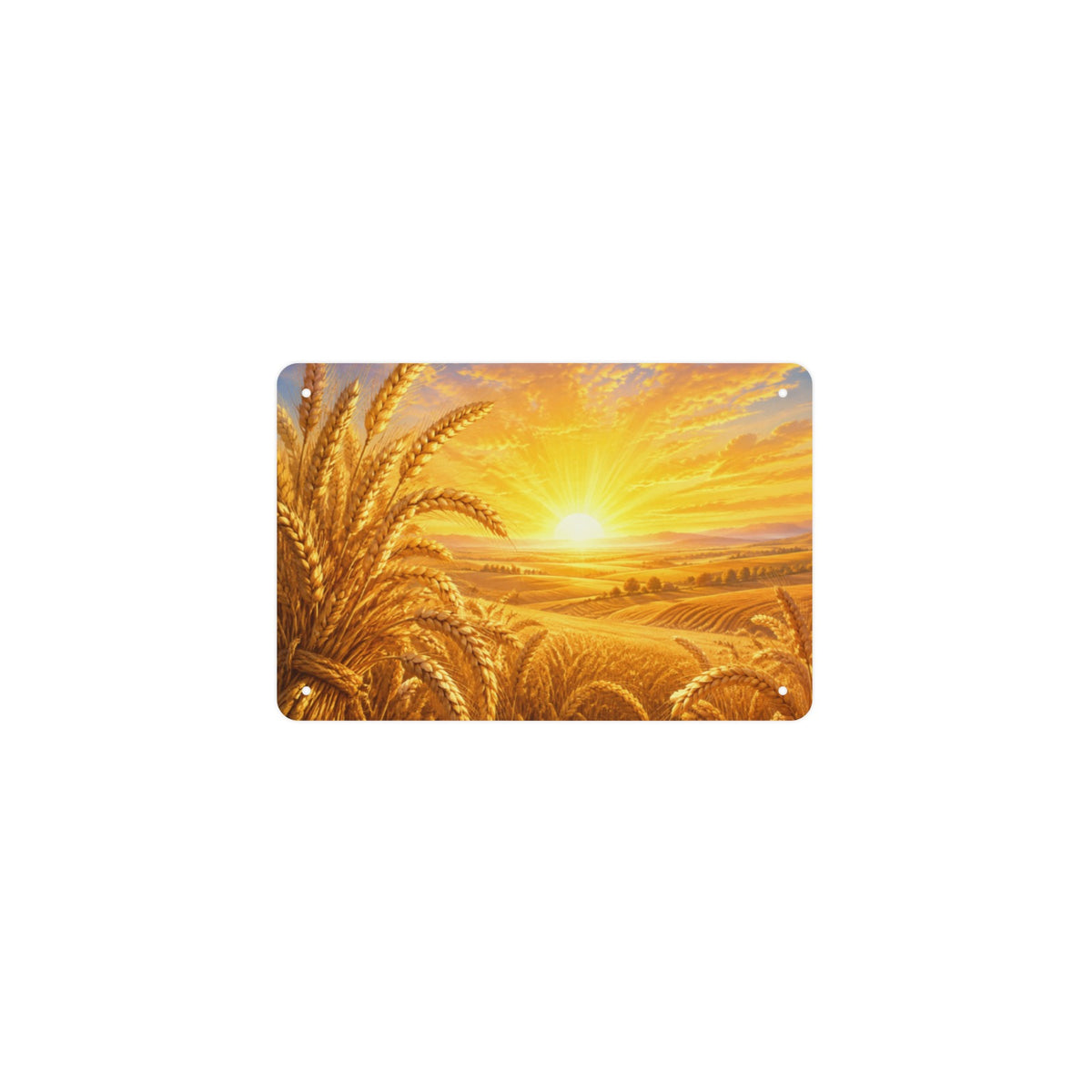 Golden Wheat Sunrise 12 x 8 in Metal Tin Sign