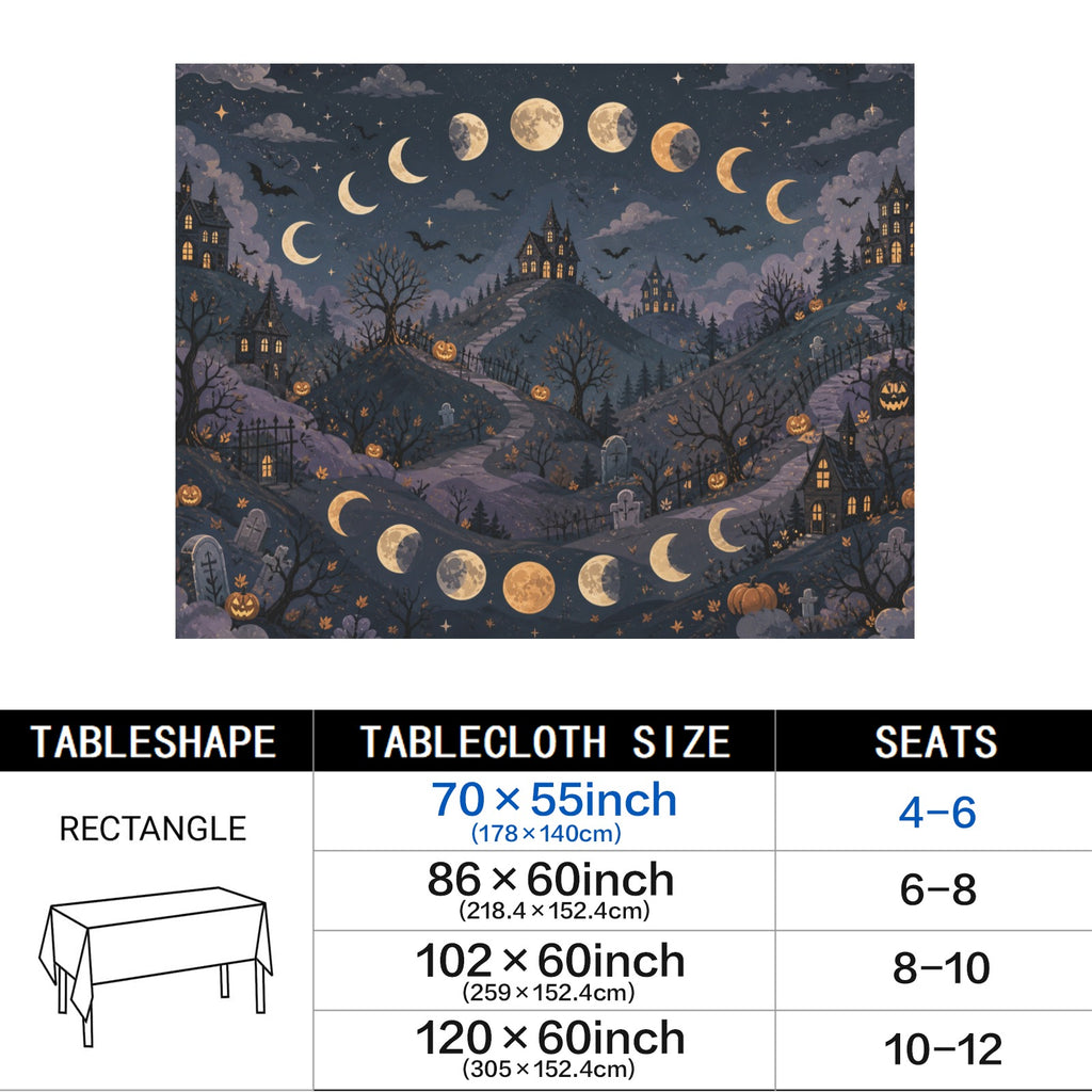 Haunted Hills 178cm x 140cm Rectangular Tablecloth 70x55inch (QUE)