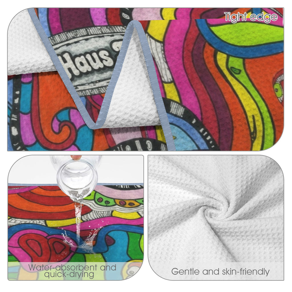 FunHaus Bubble Bath 29"x58" (QUE) Waffle Weave Bath Towel