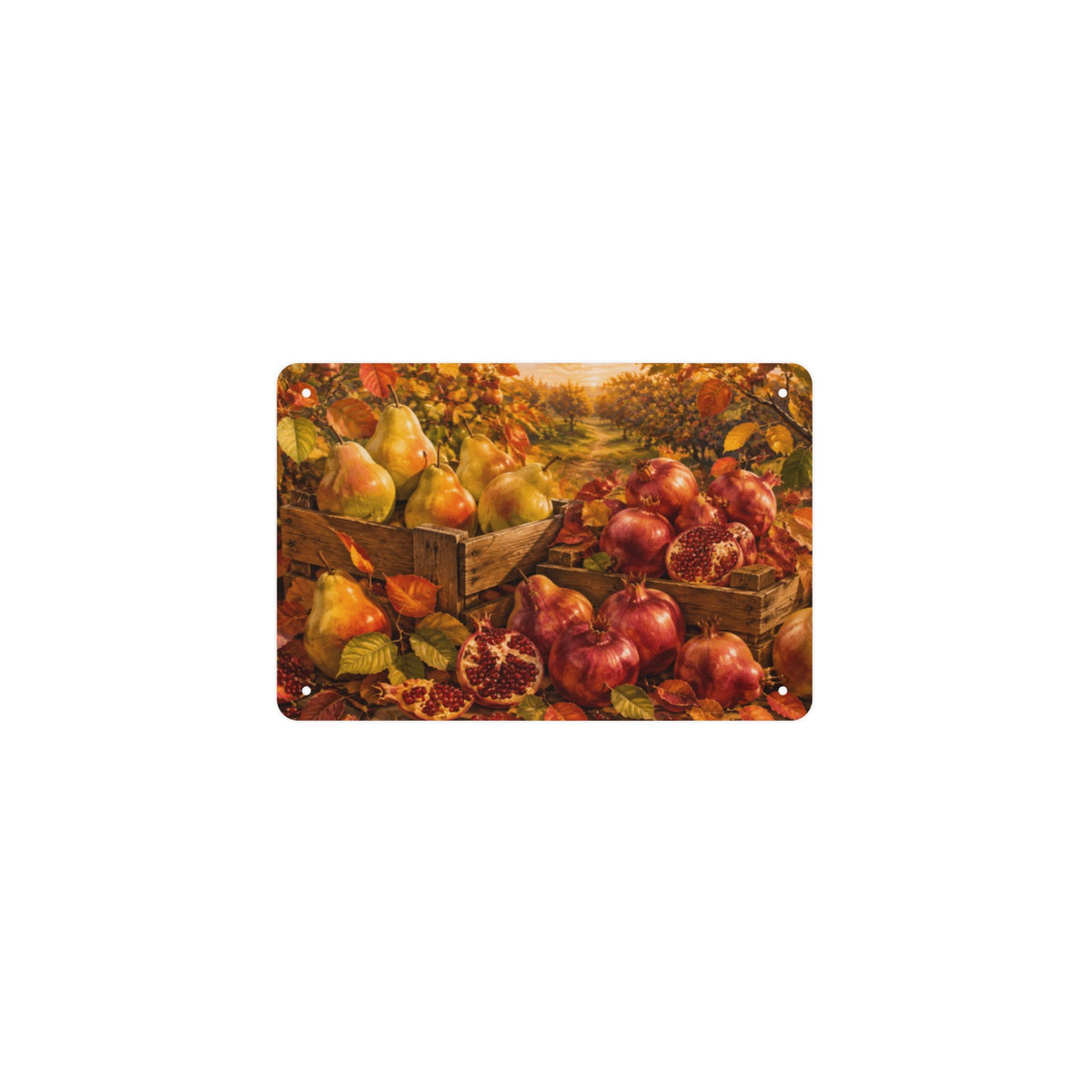 Pear Pomegranate Crates 12 x 8 in Metal Tin Sign