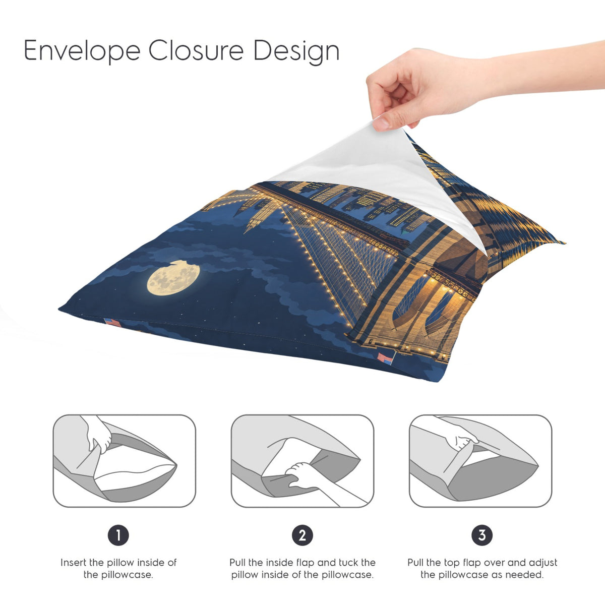 Brooklyn Bridge Ferry Night 16 x 16 in Envelope Pillow Case