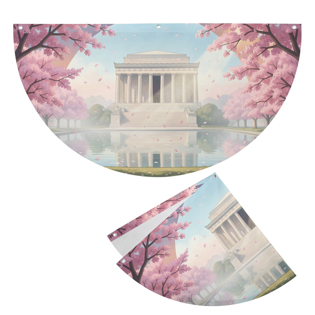 Lincoln Memorial Emerges Through 36 x 18 in Semi Circle Flag