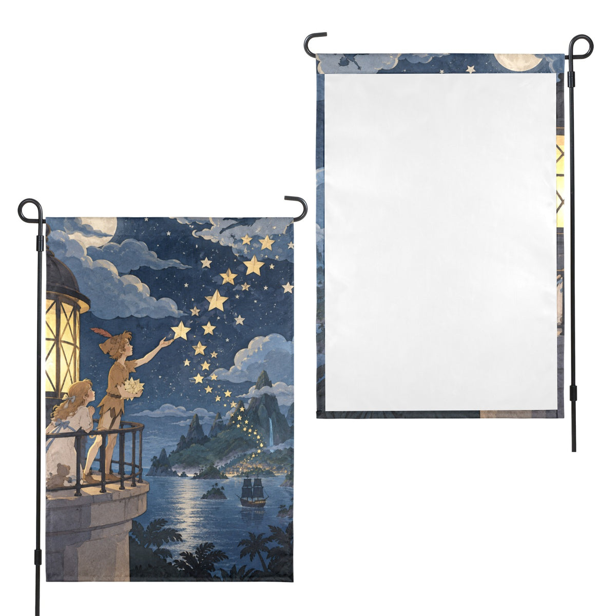 Lighthouse Paper Stars Peter Pan 12 x 18 in Garden Flag