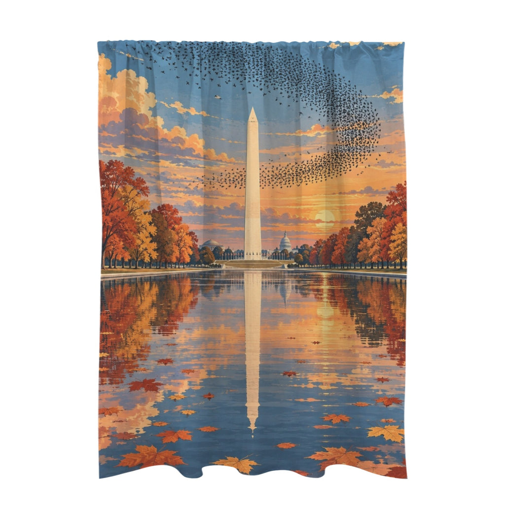 Washington Monument mirrored in an autum 51 x 72 in Door Curtain (QUE)