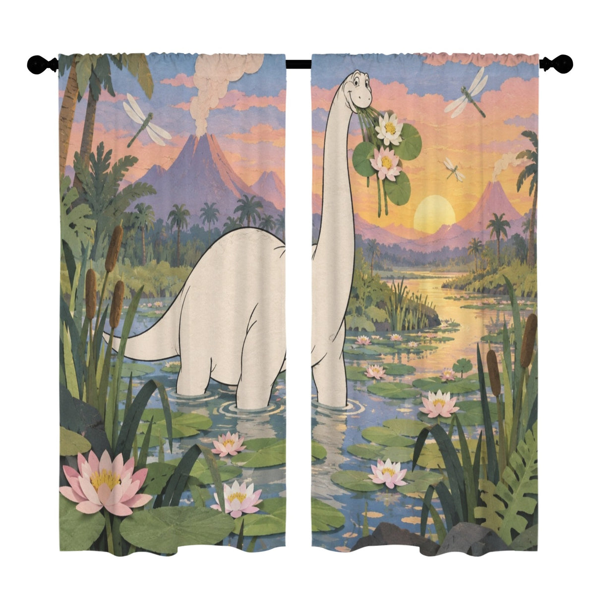 Gertie Carries Water Lilies 52 x 84 in Window Curtain Set