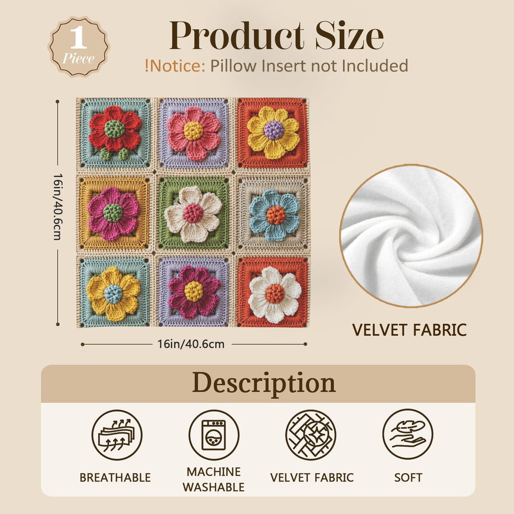 Soft Stitch Patchwork Garden 16 x 16 in Envelope Pillow Case