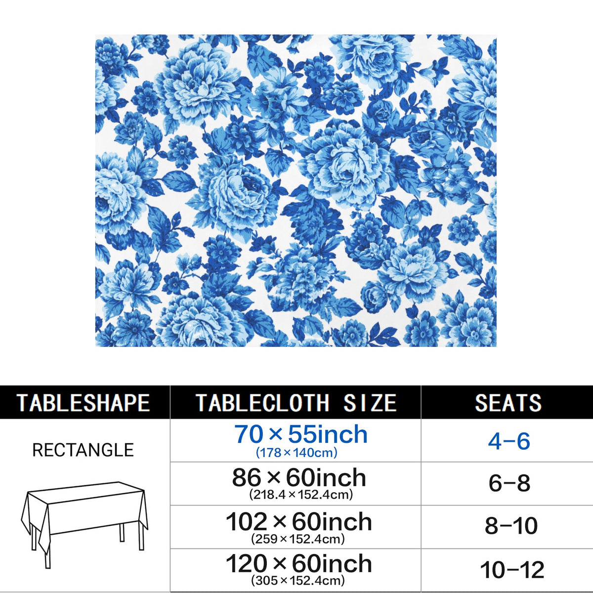Red Cherry Allover 178cm x 140cm Rectangular Tablecloth 70x55inch (QUE)
