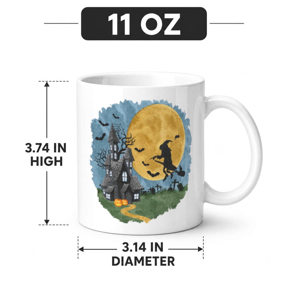 Spooky Tarot-Inspired Moon 11 oz White Ceramic Mug