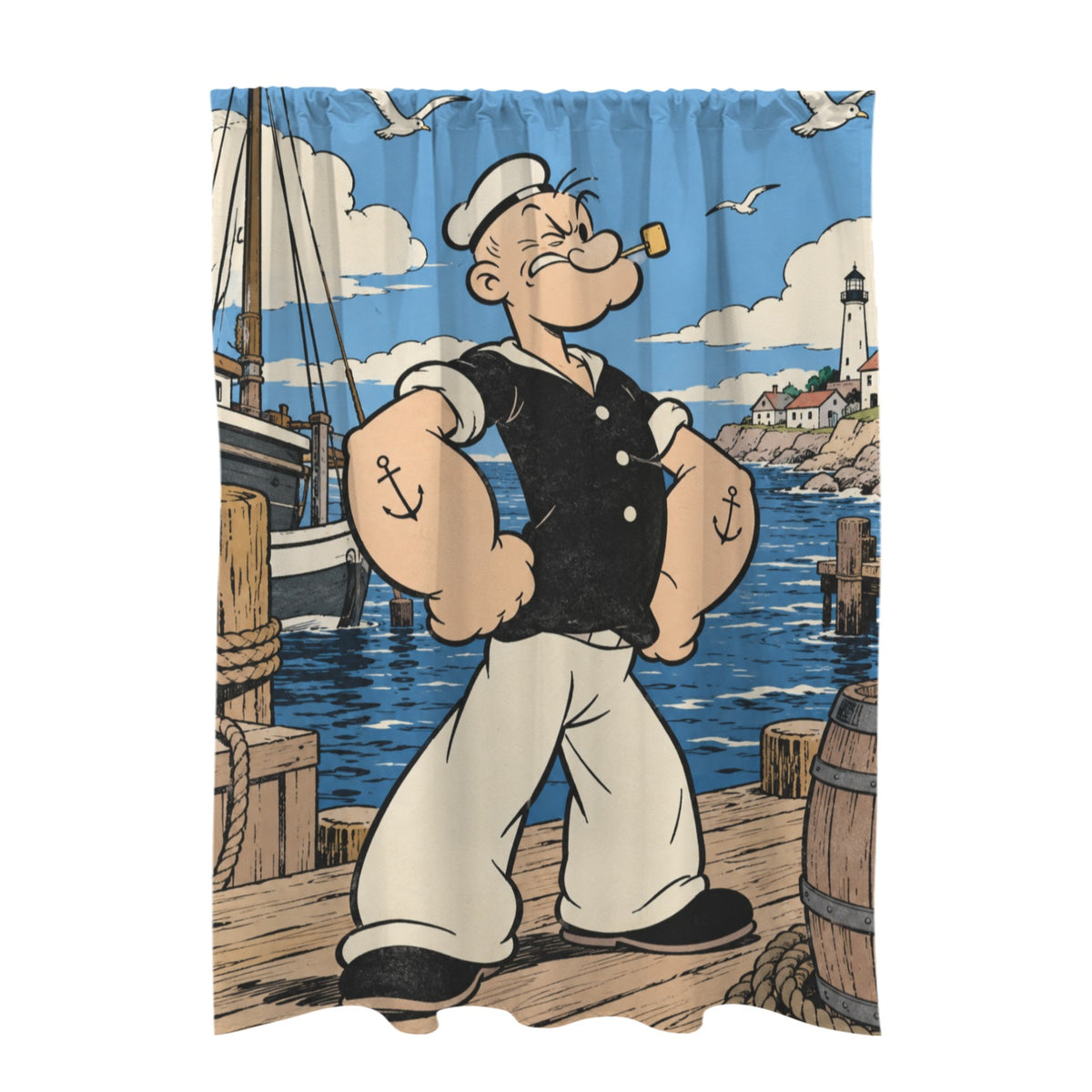 Popeye at the Dock — 51 x 72 in Door Curtain (QUE)