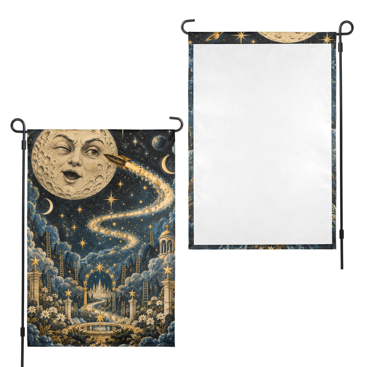 A Trip to the Moon 1902 comet garden 12 x 18 in Garden Flag