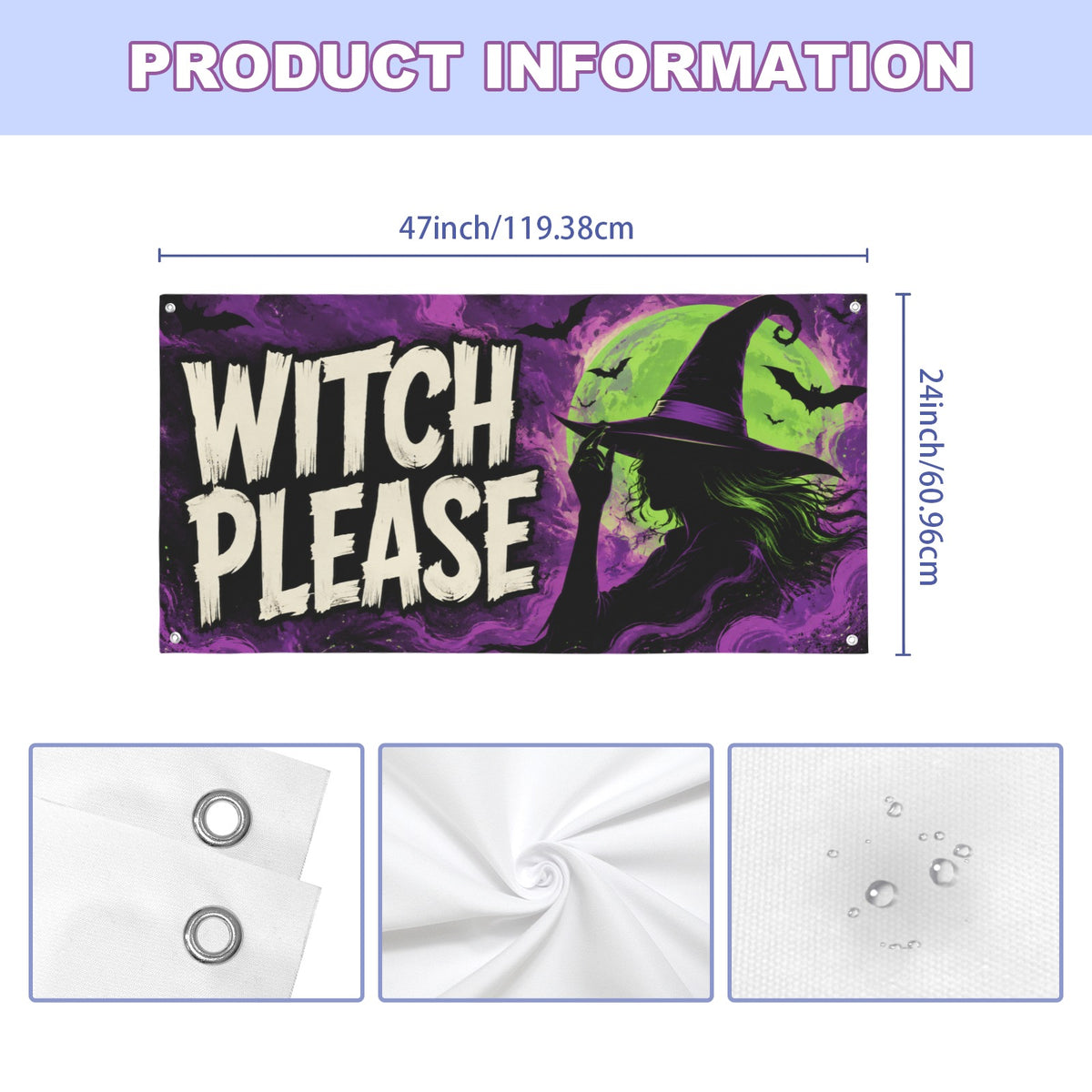 Witch Please 47 x 24 in Festival Banner