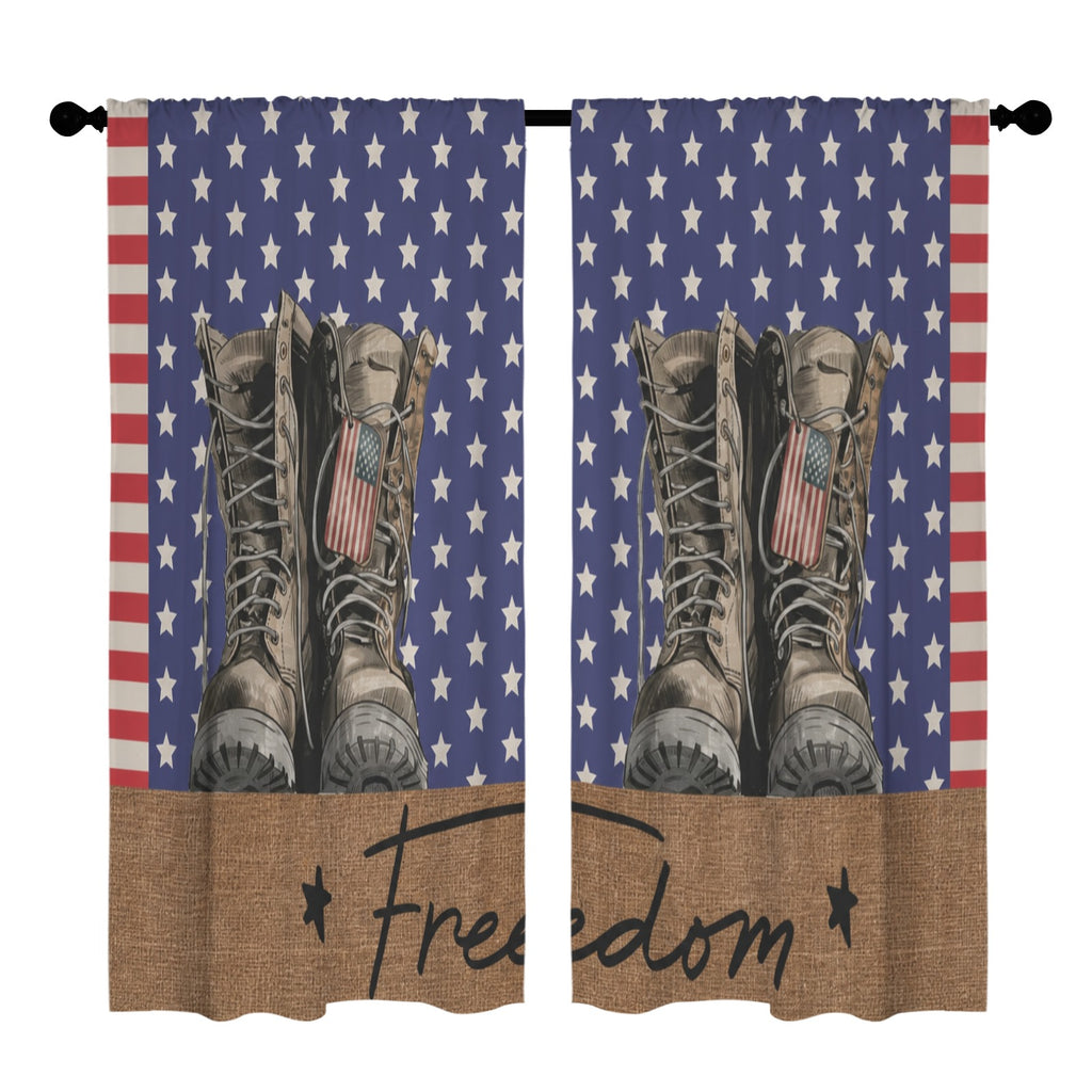 Freedom Wordmark Flag 52 x 84 in Window Curtain Set
