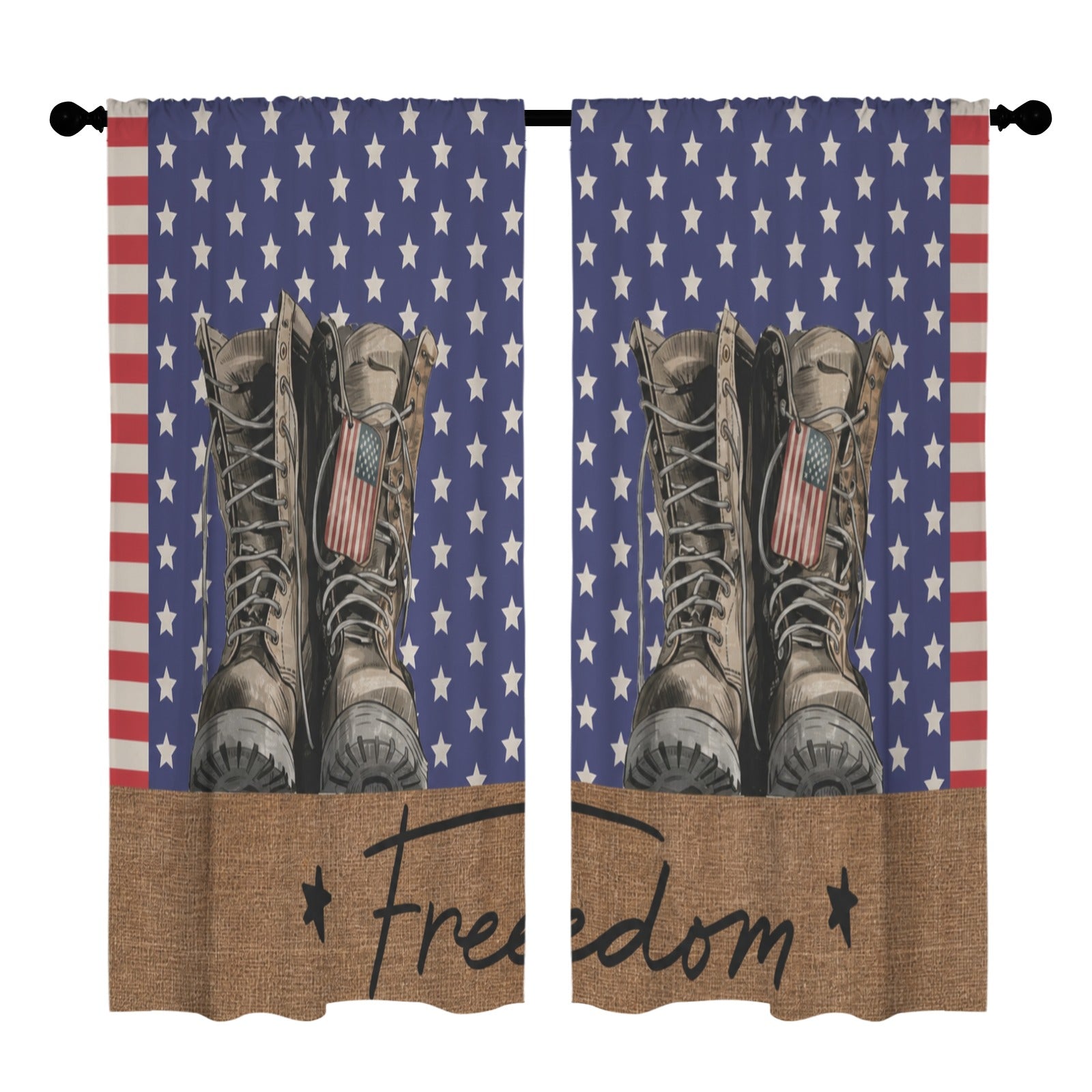 Freedom Wordmark Flag 52 x 84 in Window Curtain Set