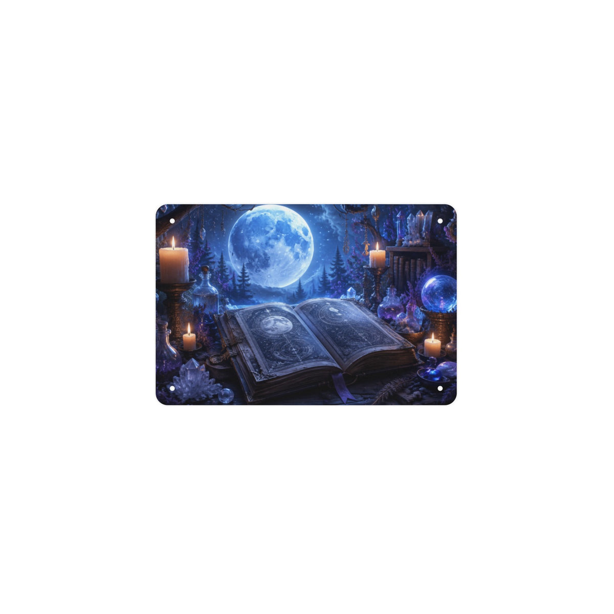 Moonlit Spellbook 12 x 8 in Metal Tin Sign