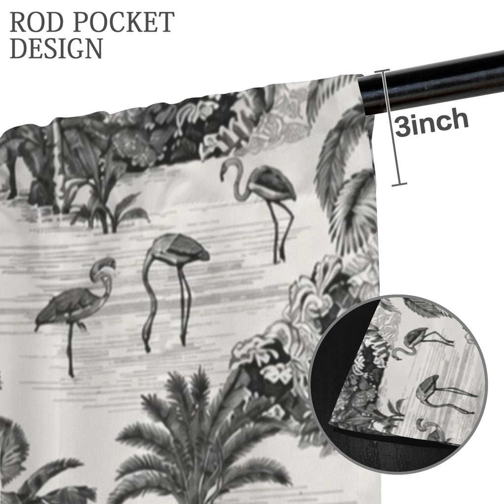 Black White Jungle Animals 52 x 84 in Window Curtain Set