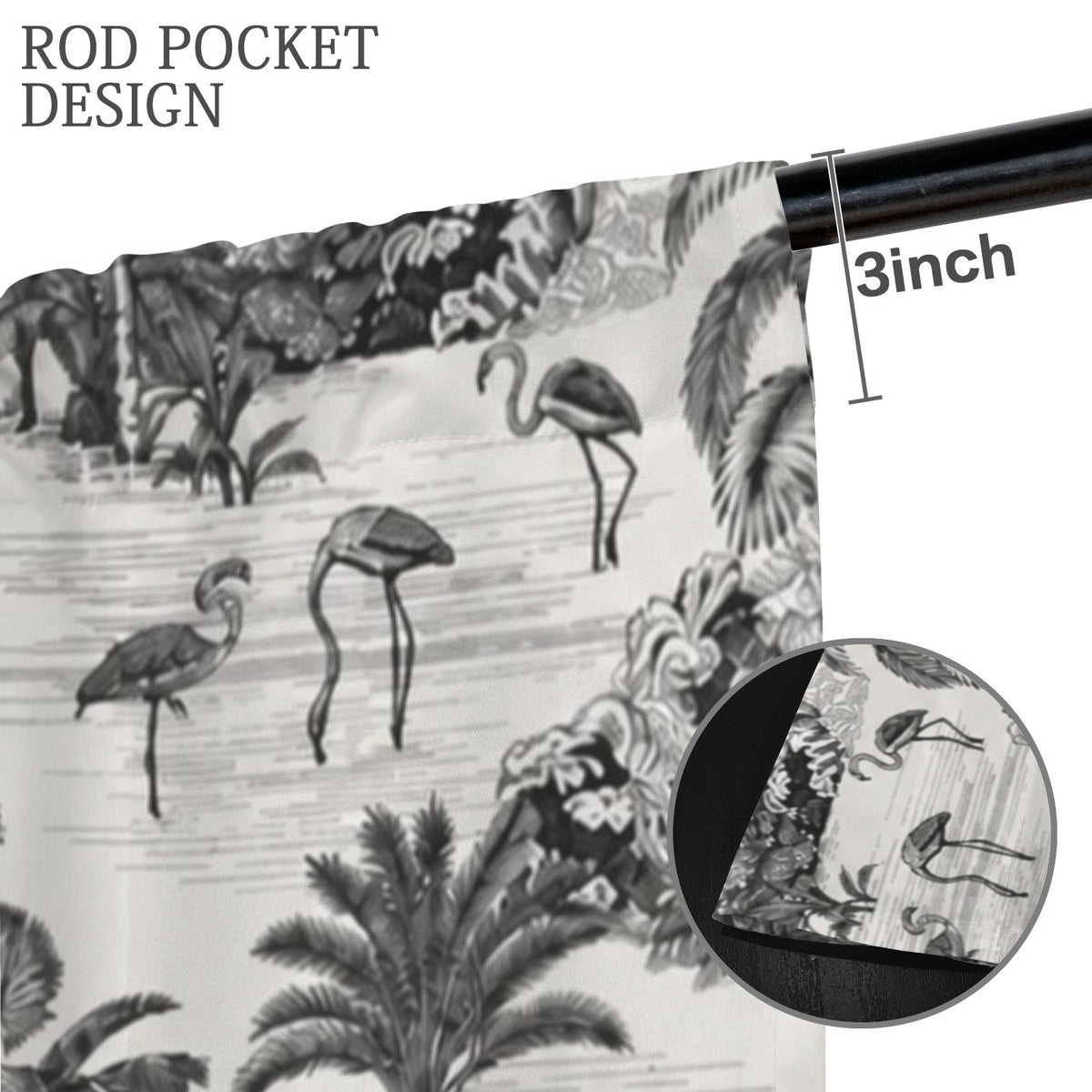 Black White Jungle Animals 52 x 84 in Window Curtain Set