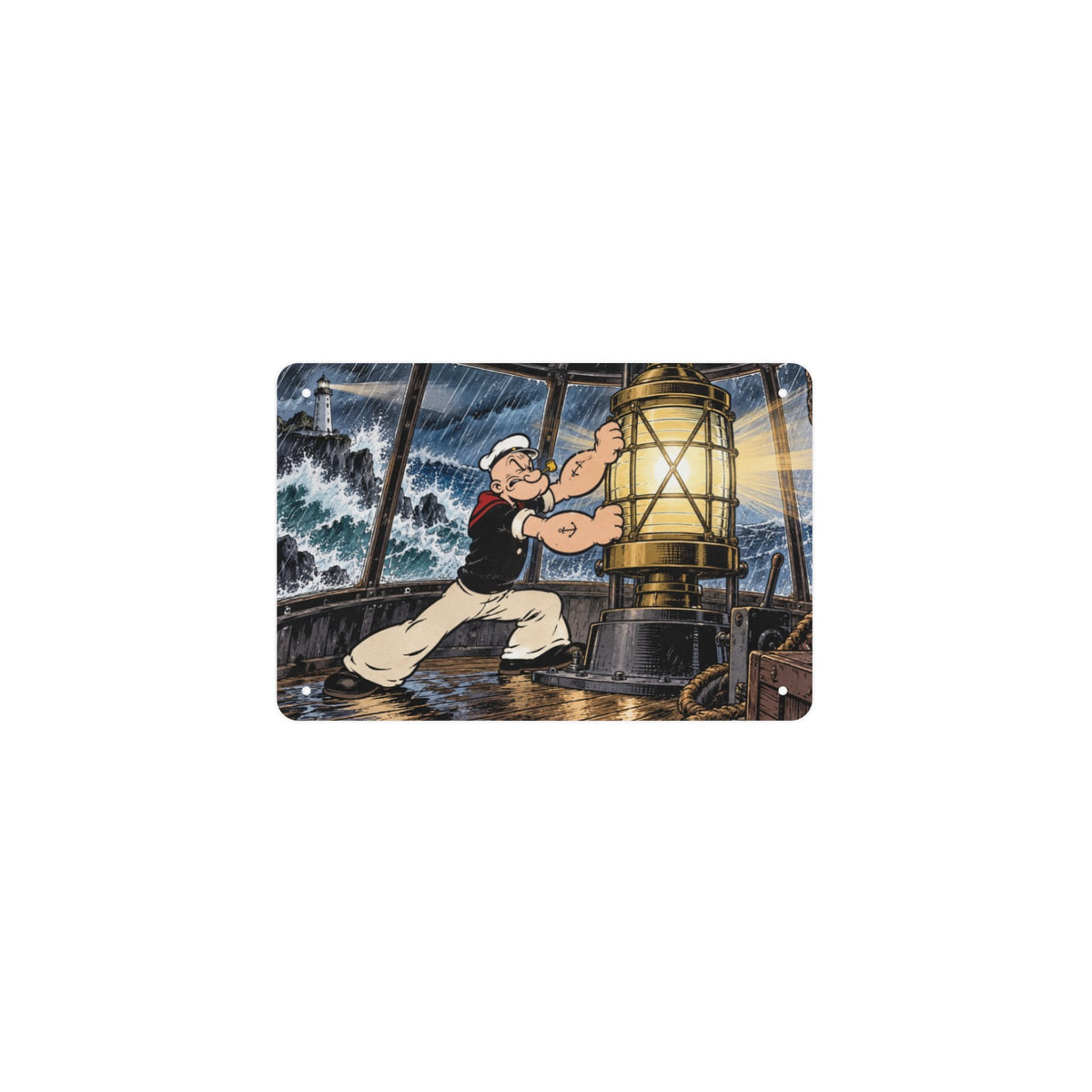 Storm Lantern Popeye 12 x 8 in Metal Tin Sign