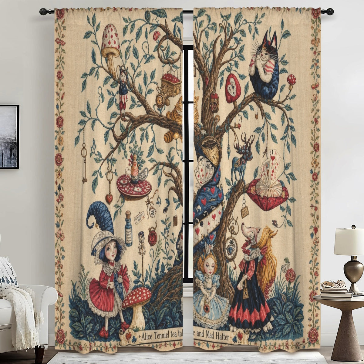 Mad Hatter Tea Table 52 x 84 in Window Curtain Set