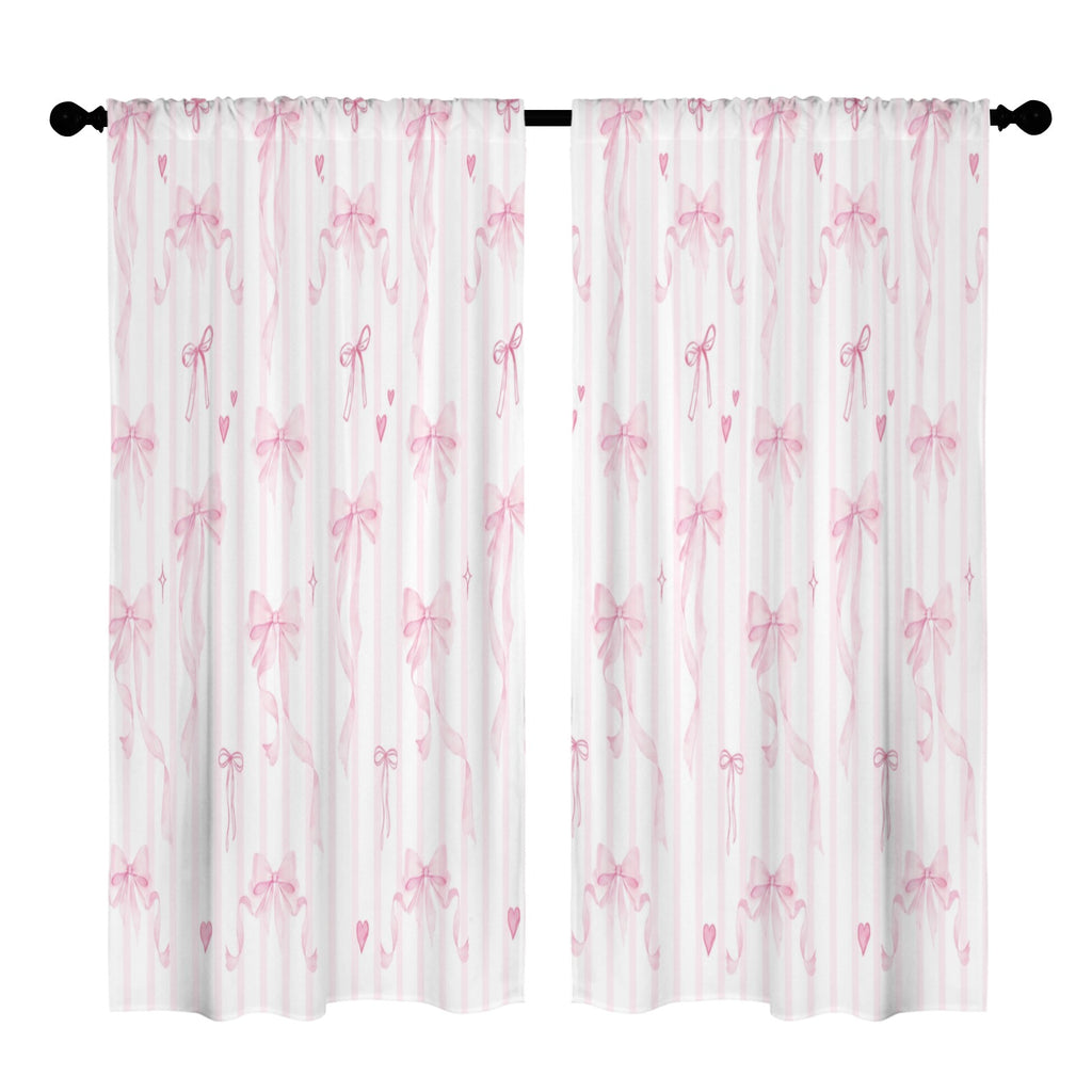Coquette Ribbon Bows 52 x 84 in Window Curtain Set