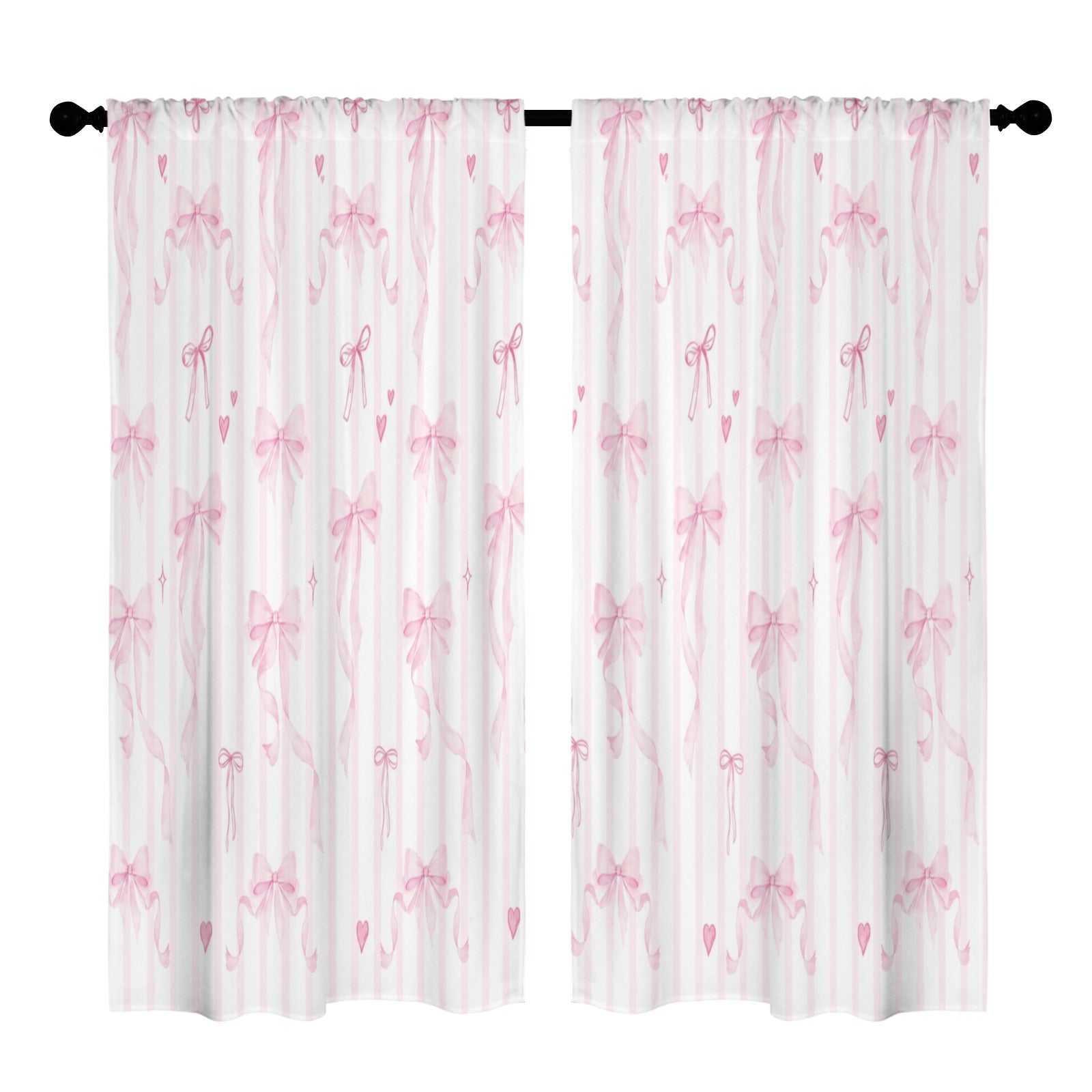 Coquette Ribbon Bows 52 x 84 in Window Curtain Set