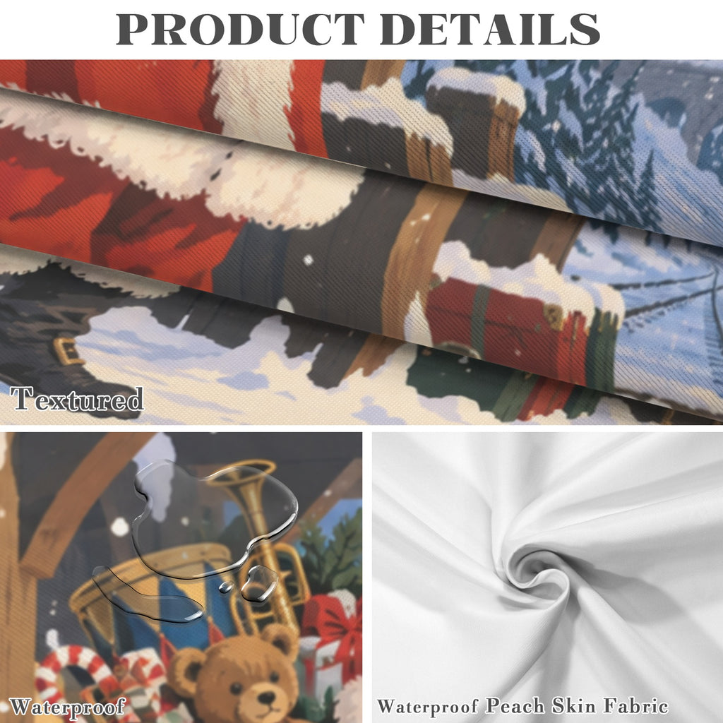 Santa Snowy Rail 178cm x 140cm Rectangular Tablecloth 70x55inch (QUE)