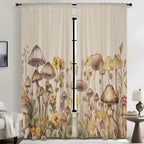 Mushroom Retro Meadow 52 x 84 in Window Curtain Set