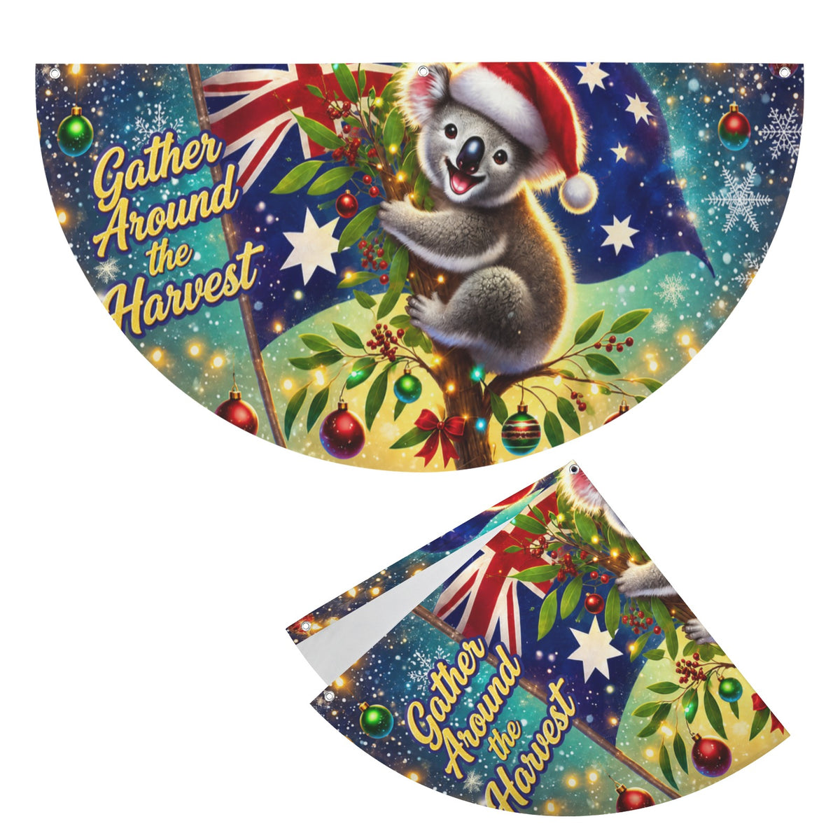 Gather Around the Harvest 36 x 18 in Semi Circle Flag