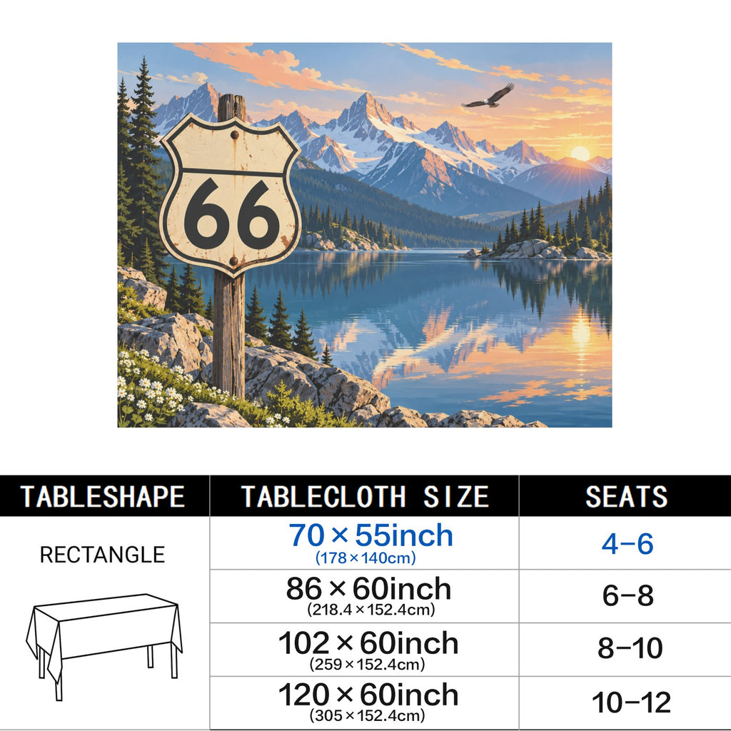 Route 66 Alpine 178cm x 140cm Rectangular Tablecloth 70x55inch (QUE)