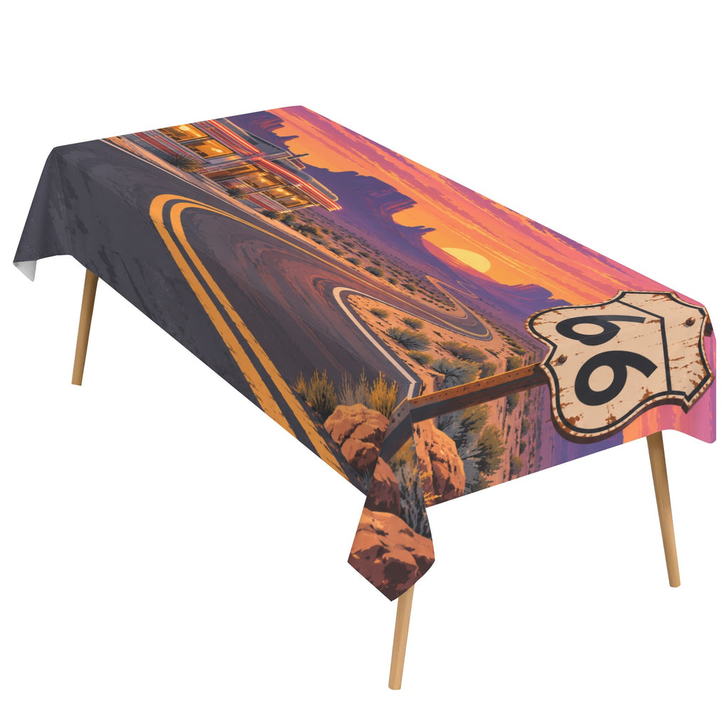 Route 66 Diner 178cm x 140cm Rectangular Tablecloth 70x55inch (QUE)